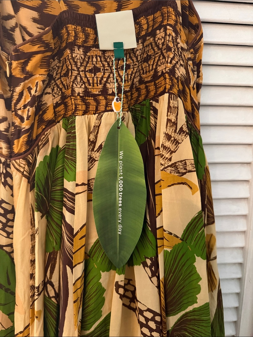FARM Rio Foliage Sketch Sand Maxi Dress in Green & Cream new NWT size med - Picture 8 of 8